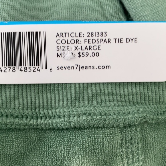Seven7 green tie dye soft French terry cloth shorts Size XL. NWT - Picture 7 of 8